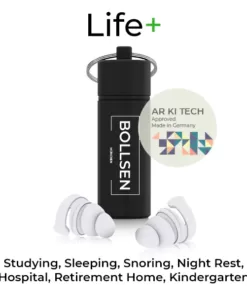 Life+ Earplugs with AR KI Tech Measuring for Sleeping, Studying, Sleeping, Snoring, Night Rest, Hospital, Retirement Home, Kindergarten